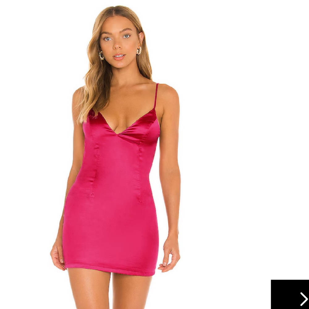 Nicole Satin Mini Dress in Hot Pink superdown XXS